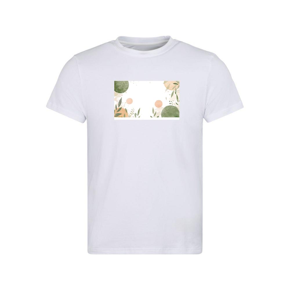 Watercolor Leaf and Circle Pattern T-Shirts