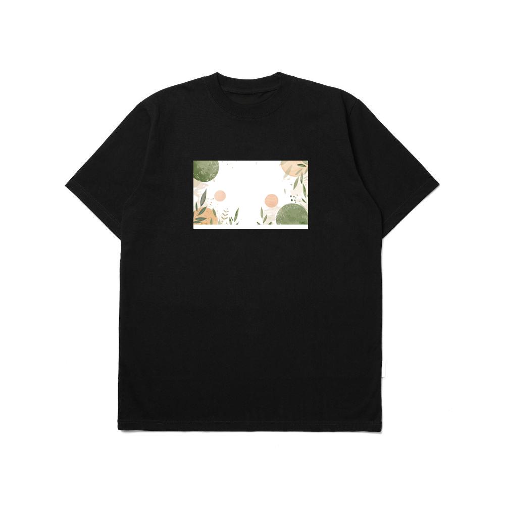 Watercolor Leaf and Circle Pattern T-Shirts