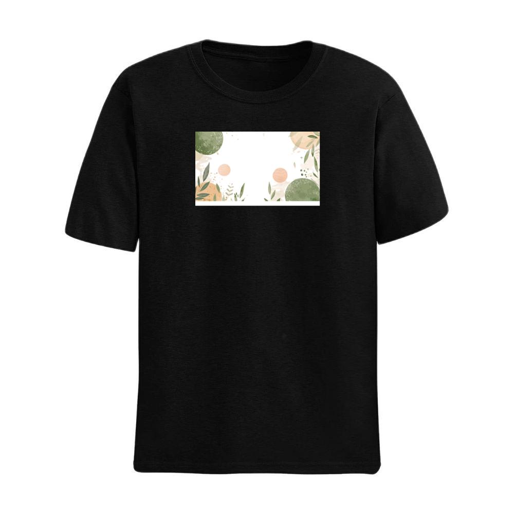 Watercolor Leaf and Circle Pattern T-Shirts