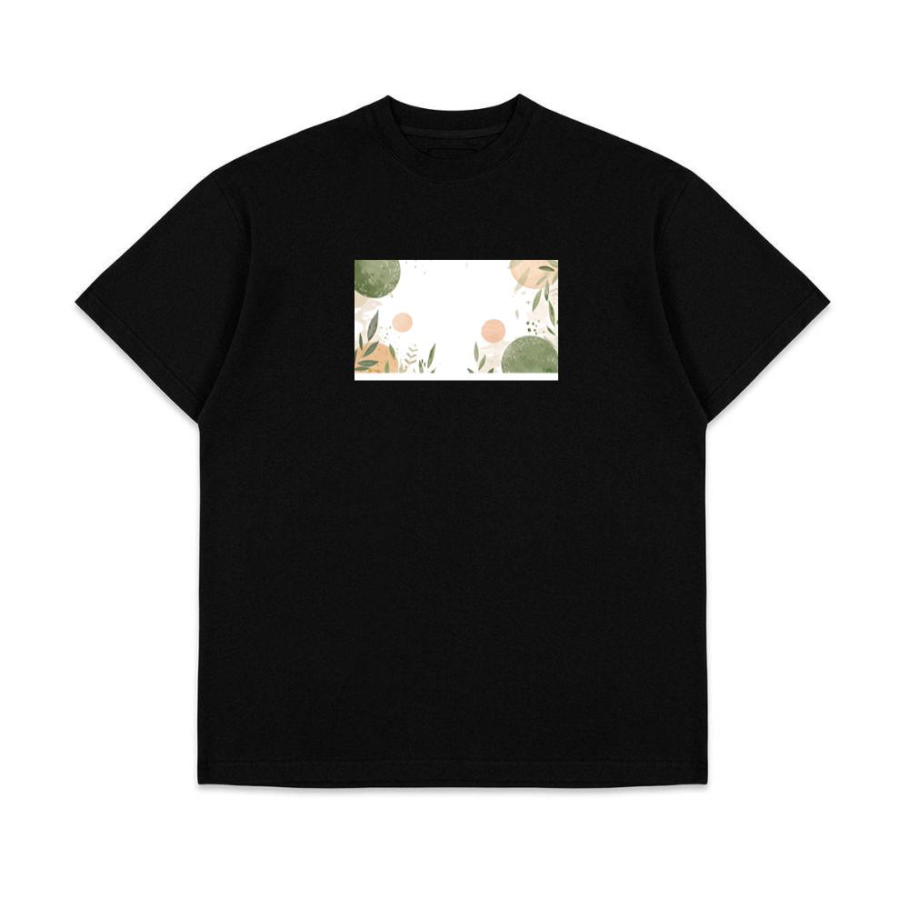 Watercolor Leaf and Circle Pattern T-Shirts
