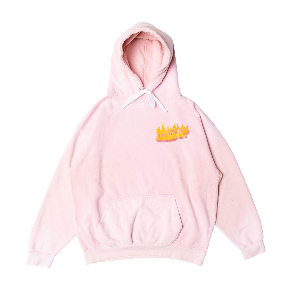 Whats the Hold Up Retro Fire Text Graphic Hoodie