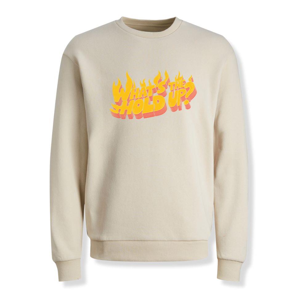 Whats the Hold Up Retro Fire Text Graphic Sweatshirt - Image 2