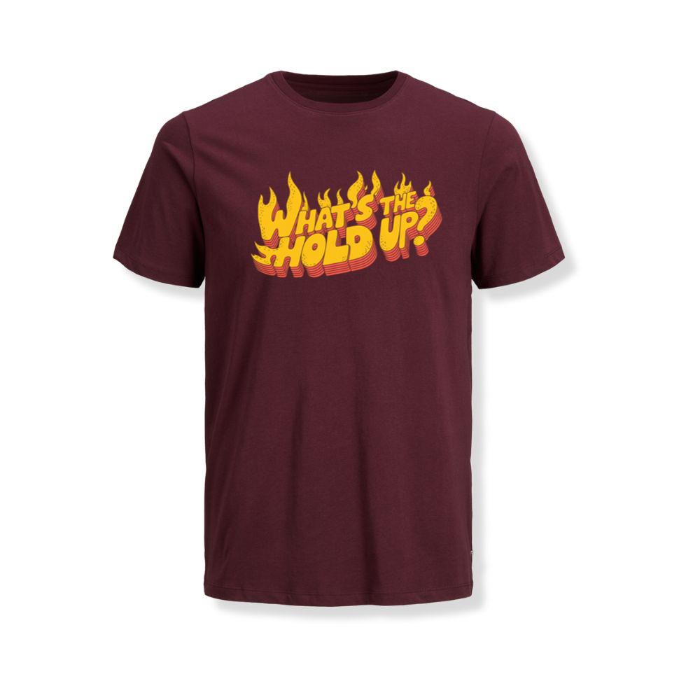 Whats the Hold Up Retro Fire Text Graphic T-Shirt - Image 3