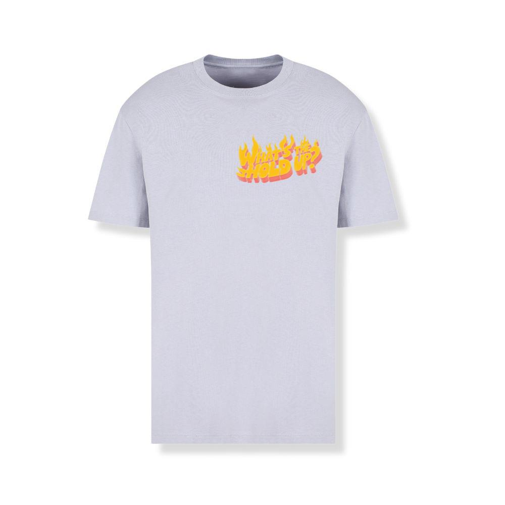 Whats the Hold Up Retro Fire Text Graphic T-Shirts - Image 2