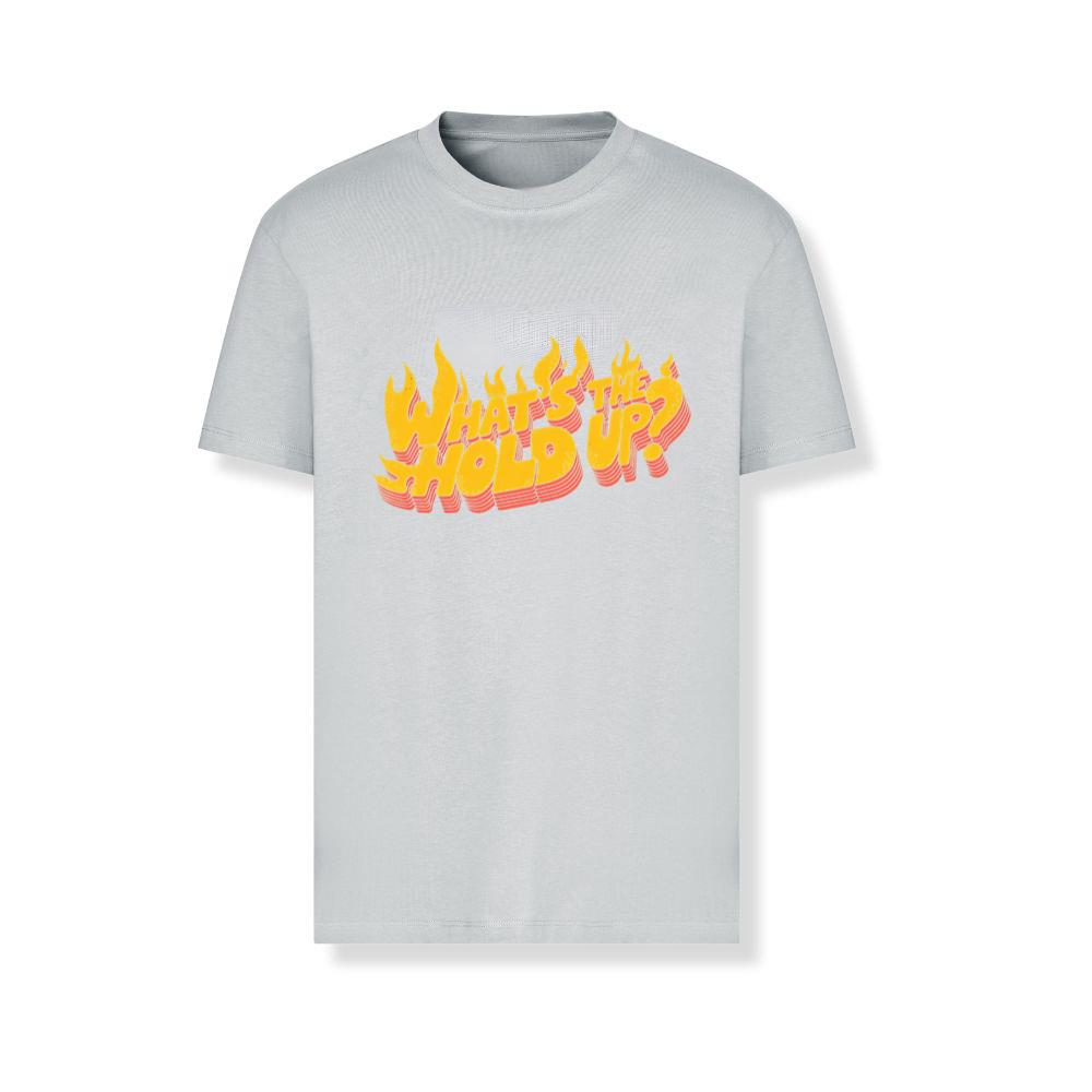 Whats the Hold Up Retro Fire Text Graphic T-Shirts - Image 3