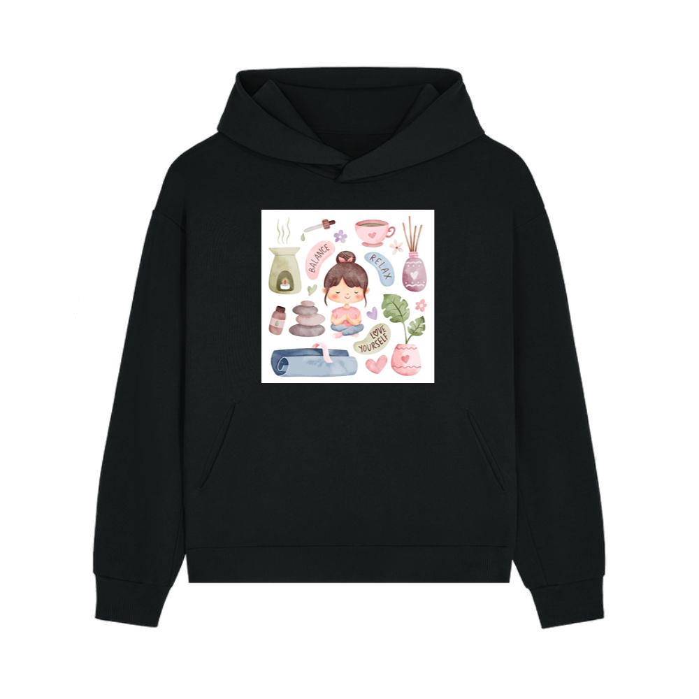 Where a Central Figure, Centered in Calmness and Clad in Comfort Hoodie