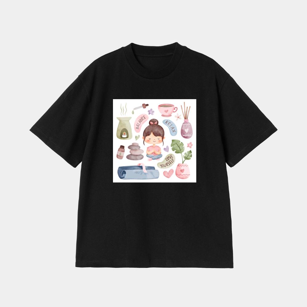 Where a Central Figure, Centered in Calmness and Clad in Comfort T-Shirt