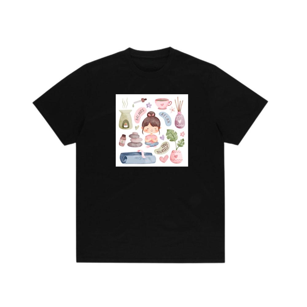Where a Central Figure, Centered in Calmness and Clad in Comfort T-Shirts