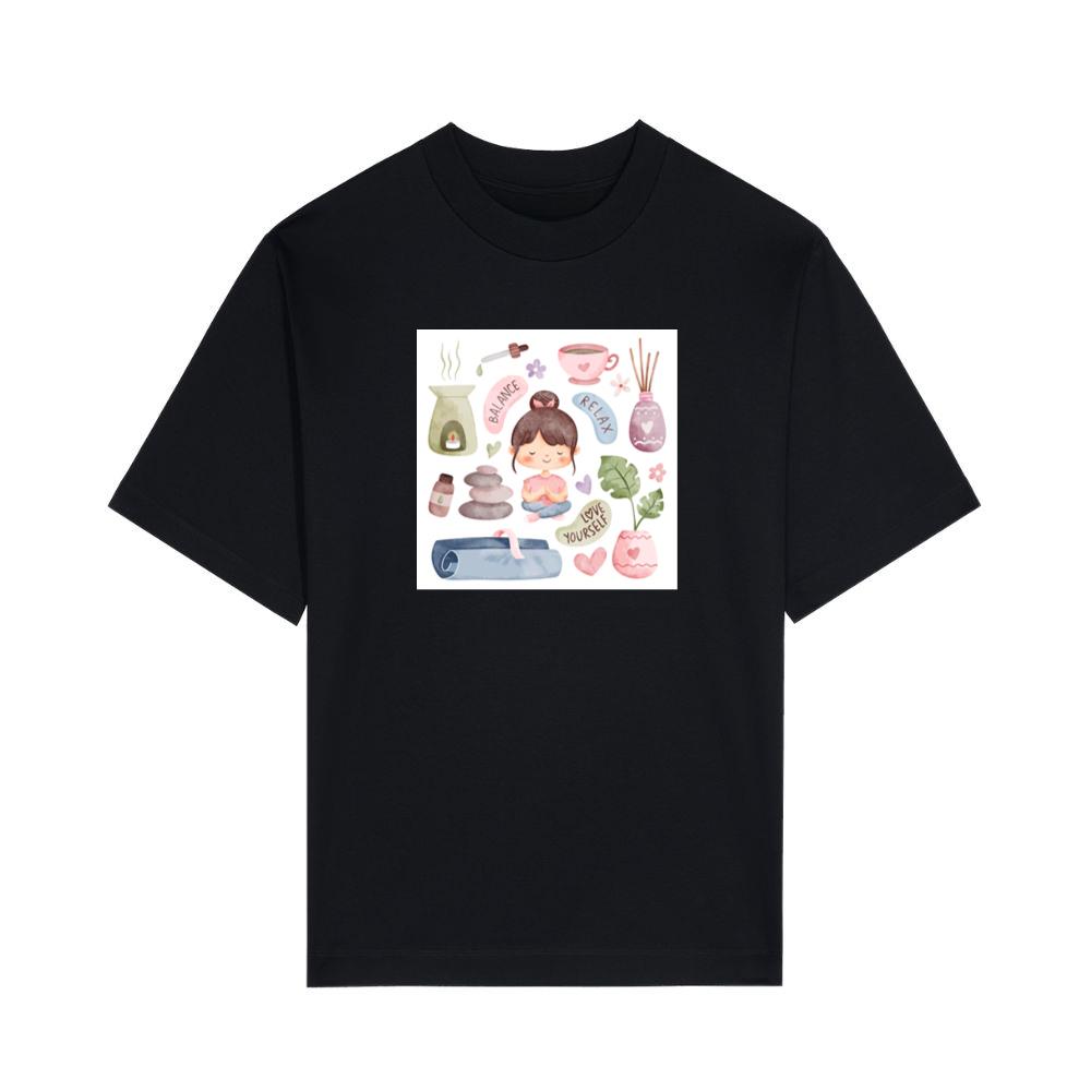 Where a Central Figure, Centered in Calmness and Clad in Comfort T-Shirts