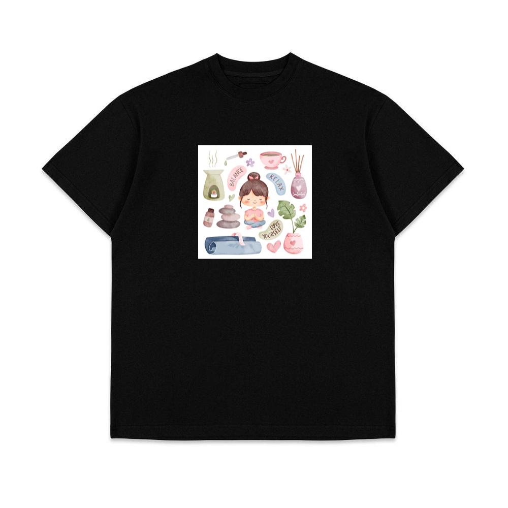 Where a Central Figure, Centered in Calmness and Clad in Comfort T-Shirts