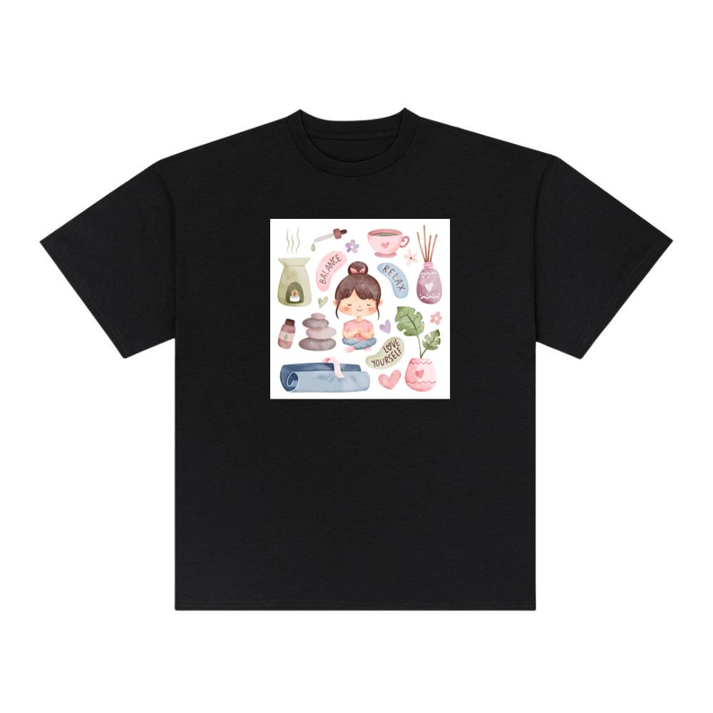 Where a Central Figure, Centered in Calmness and Clad in Comfort T-Shirts