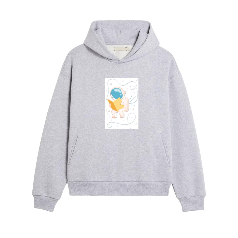 Whimsical Astronaut Reading in Space Hoodies