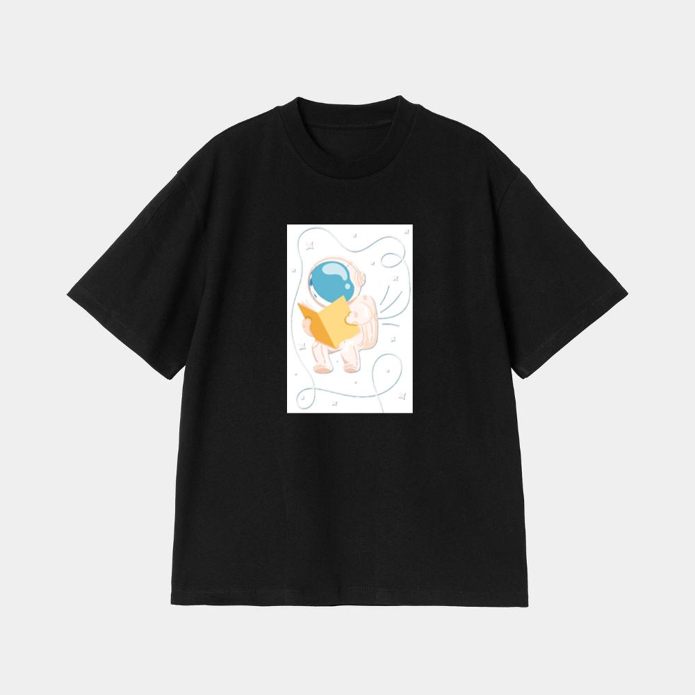 Whimsical Astronaut Reading in Space T-Shirt