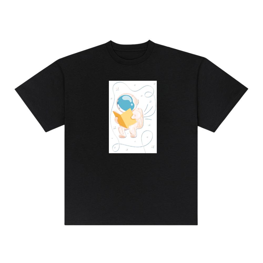 Whimsical Astronaut Reading in Space T-Shirts