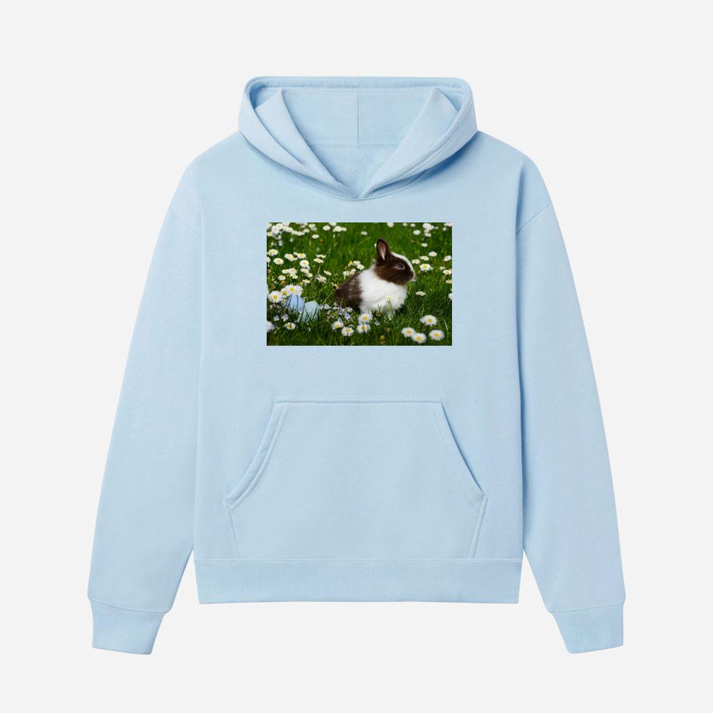 White and Brown Rabbit on Green Grass Field Hoodies