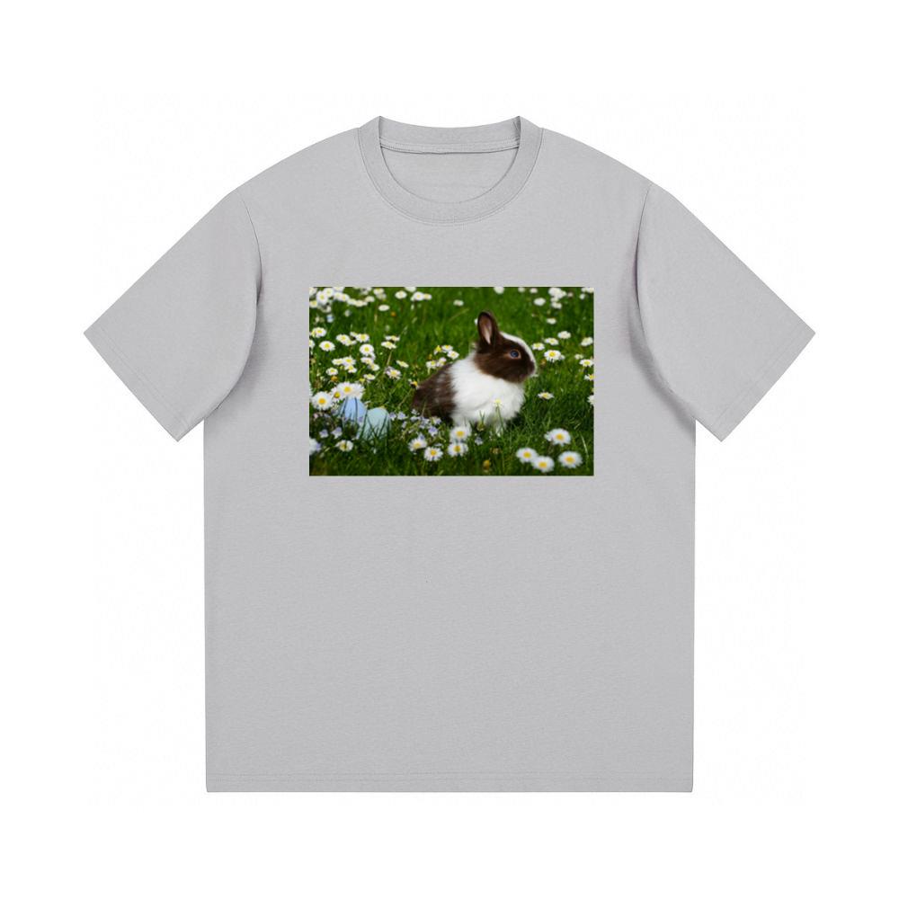White and Brown Rabbit on Green Grass Field TShirts Kulottee