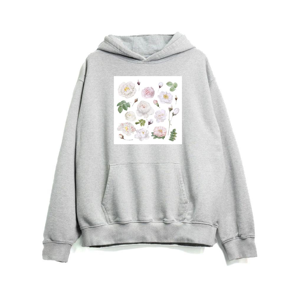 White and Pink Rose Set Hoodies