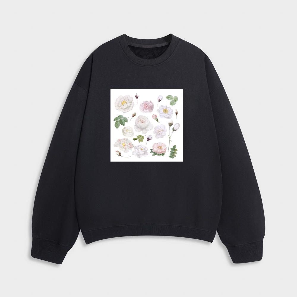 White and Pink Rose Set Sweatshirt