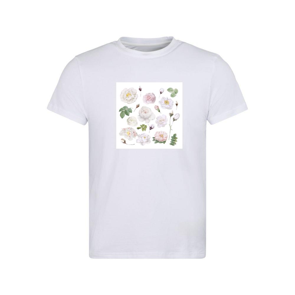 White and Pink Rose Set T-Shirts