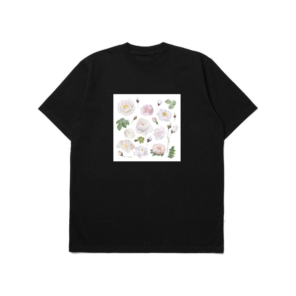 White and Pink Rose Set T-Shirts