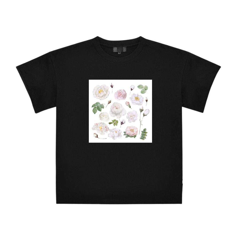 White and Pink Rose Set T-Shirts