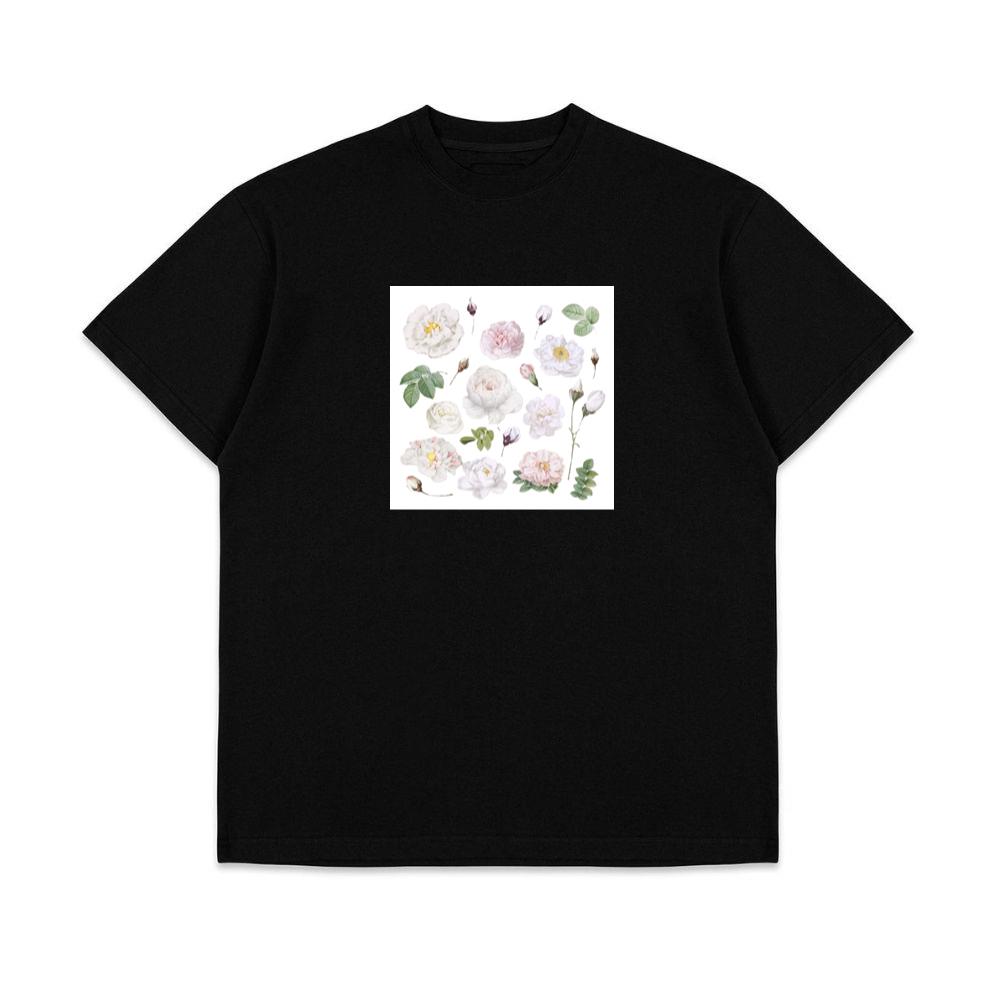 White and Pink Rose Set T-Shirts