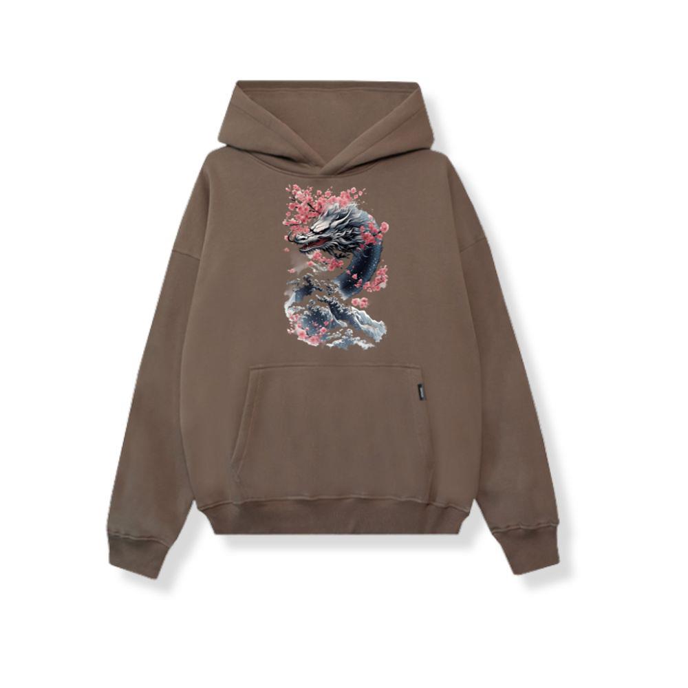 White Blue Dragon Energy Splash Japanese Sea Waves Hoodies