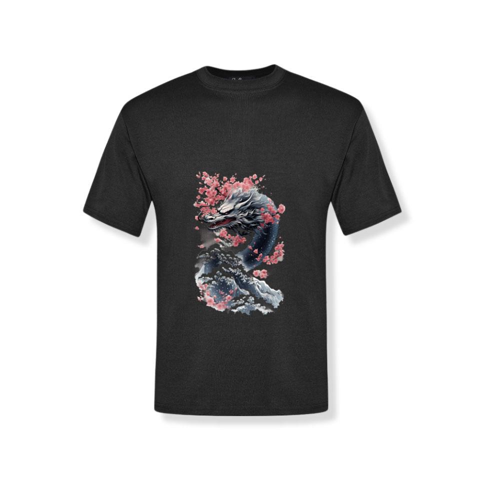 White Blue Dragon Energy Splash Japanese Sea Waves T-Shirts