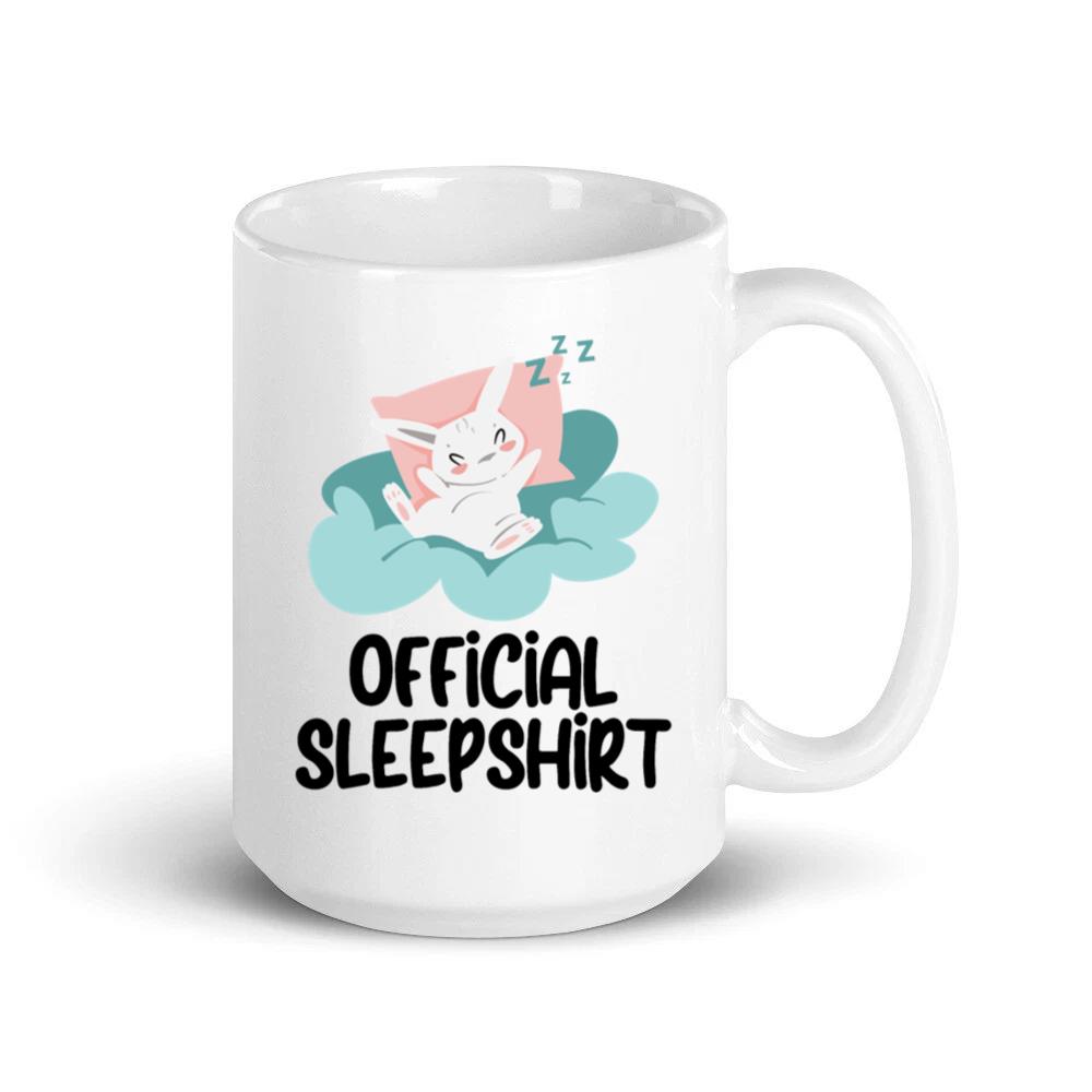 White Cat on Cushion Official Sleep Shirt Mug