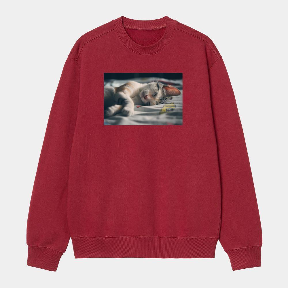 White Orange and Gray Tabby Cat Lying on Gray Textile Sweatshirt