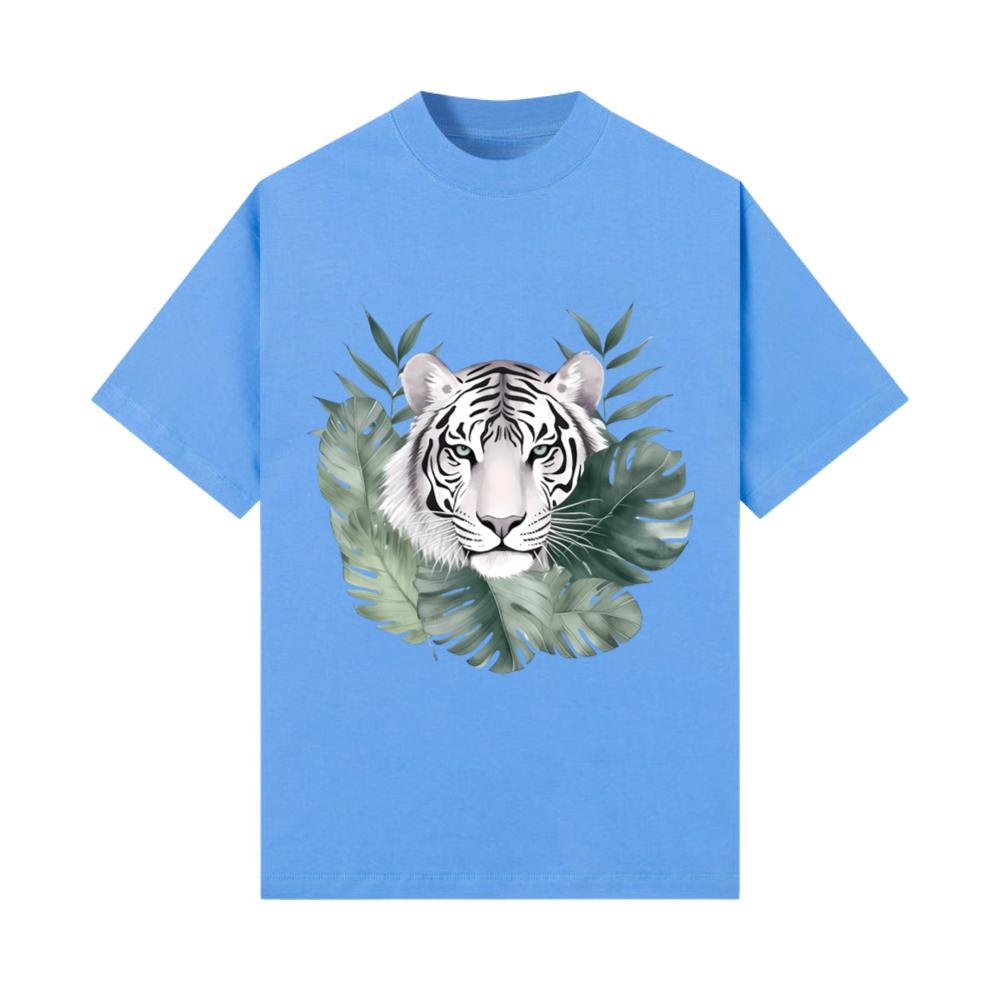 White Tiger Tropical Leave Animal T-Shirt