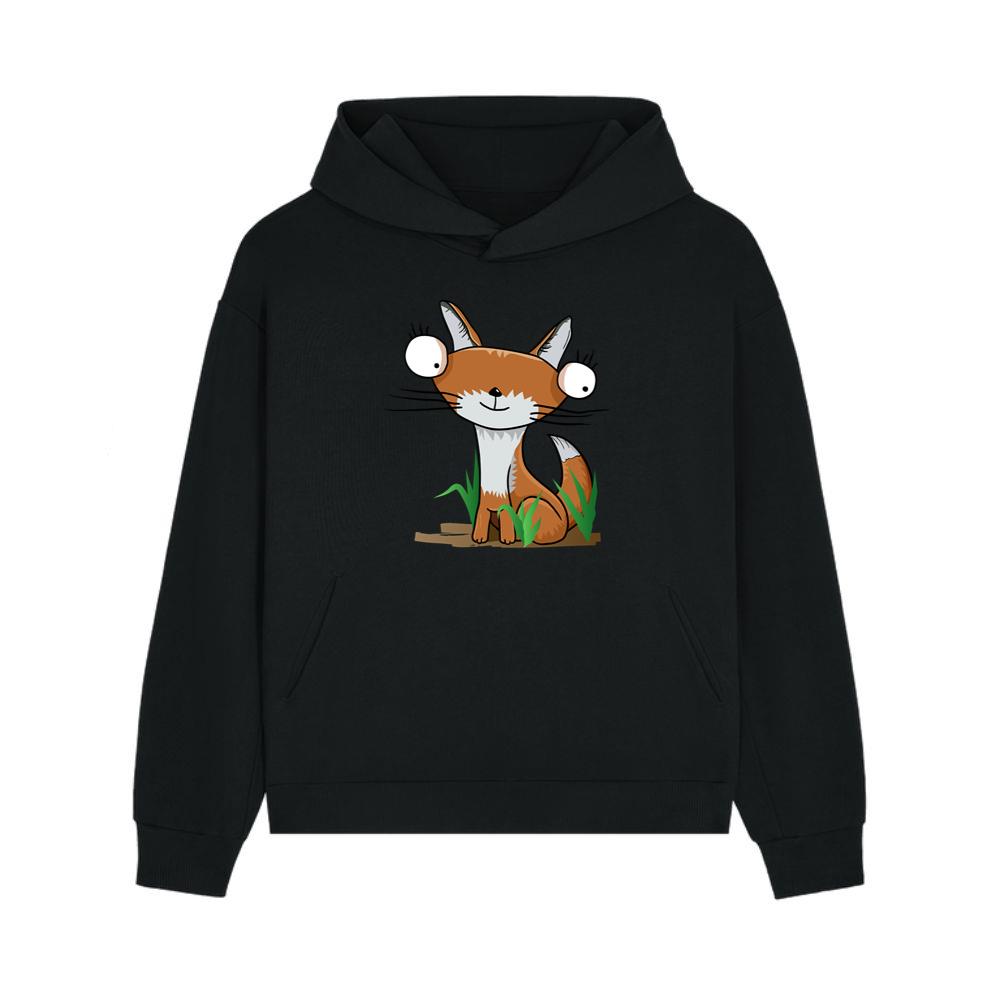 Wide-Eyed Fox in Grass Hoodie