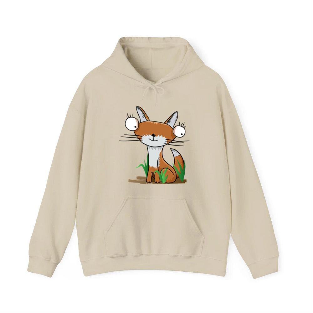 Wide-Eyed Fox in Grass Hoodies