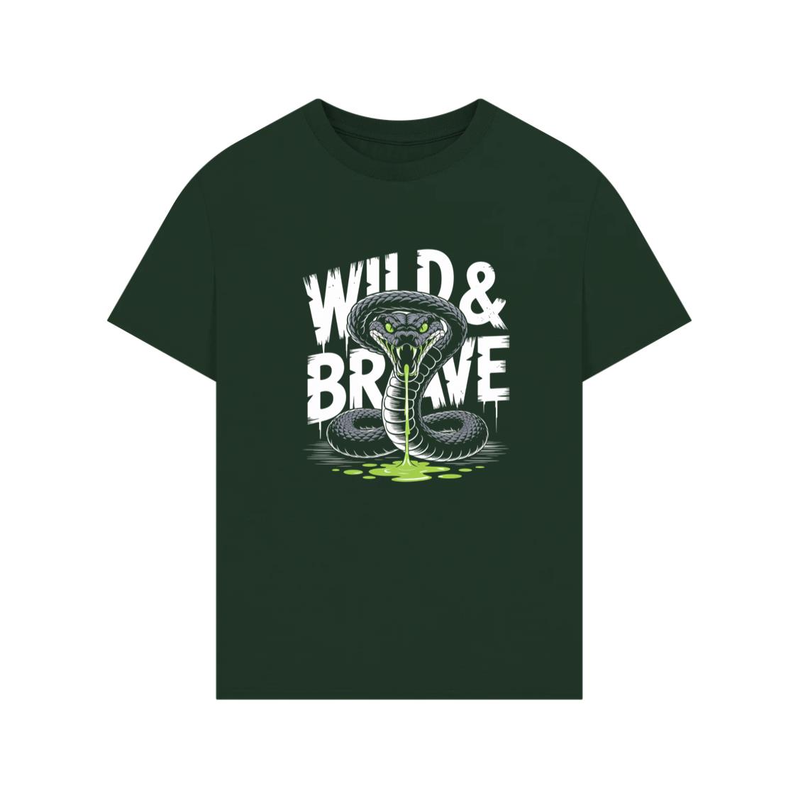 Wild And Brave Snake Illustration TShirt Rewinde