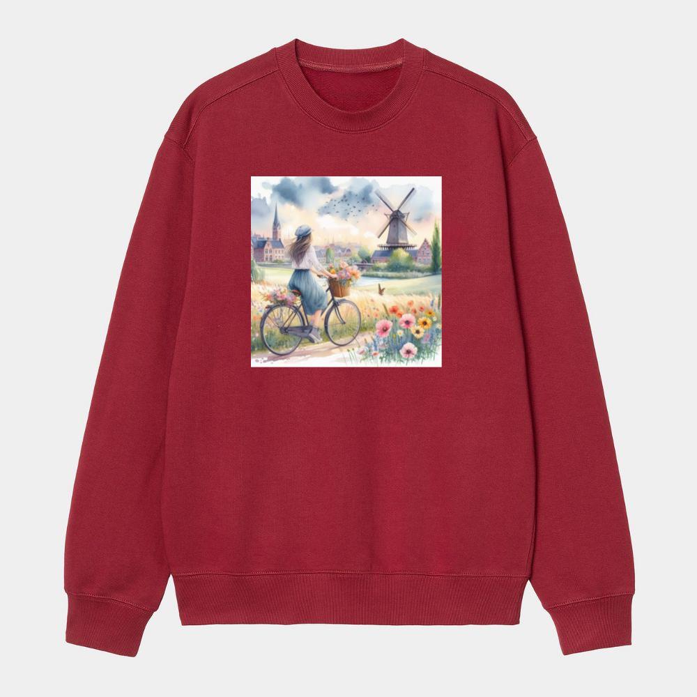 Windmill View with Flowers Sweatshirt