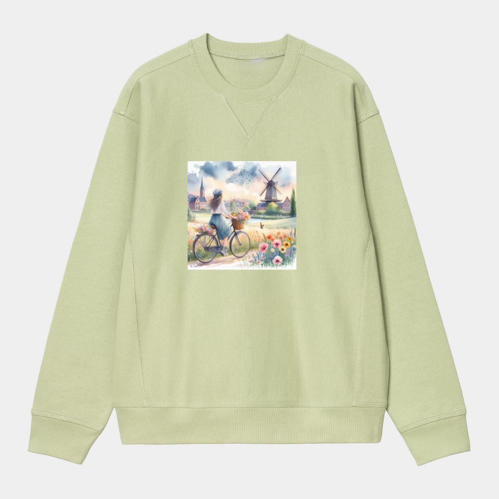 Windmill View with Flowers Sweatshirt