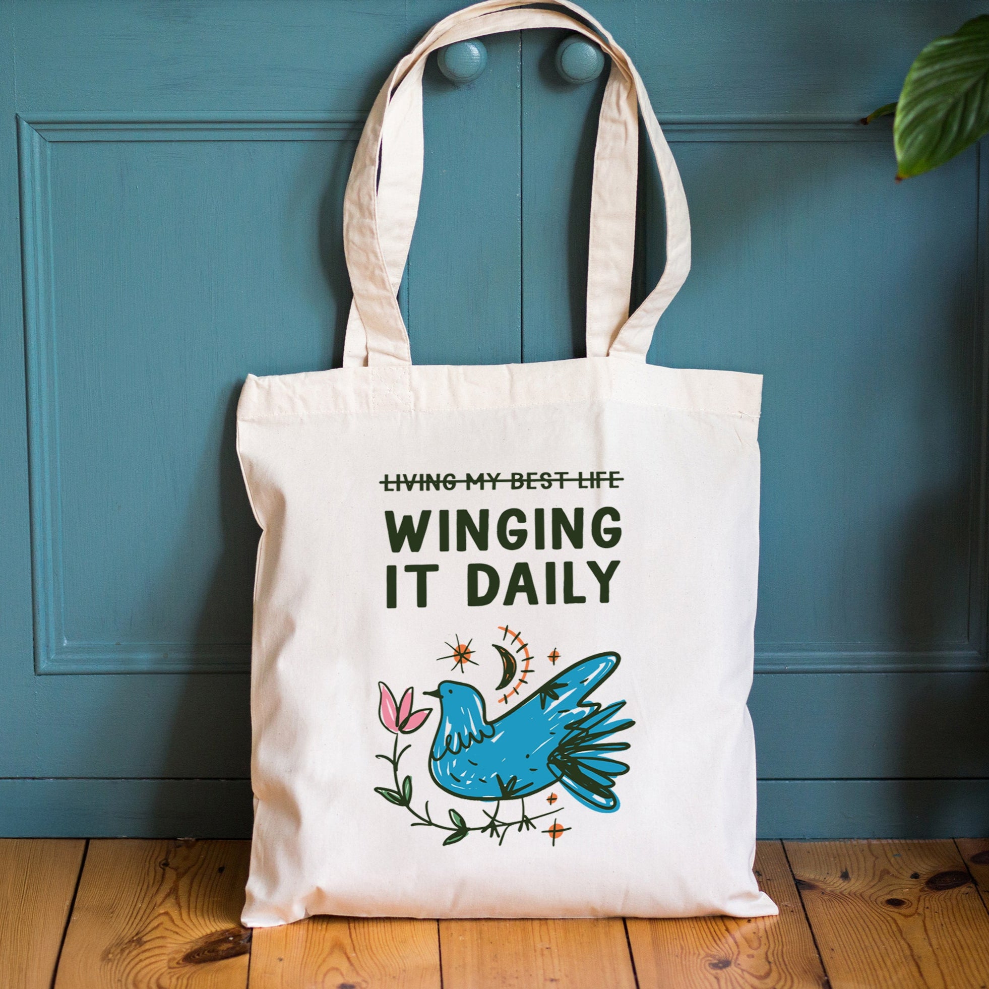 Winging It Daily' Funny Canvas Tote Bag
