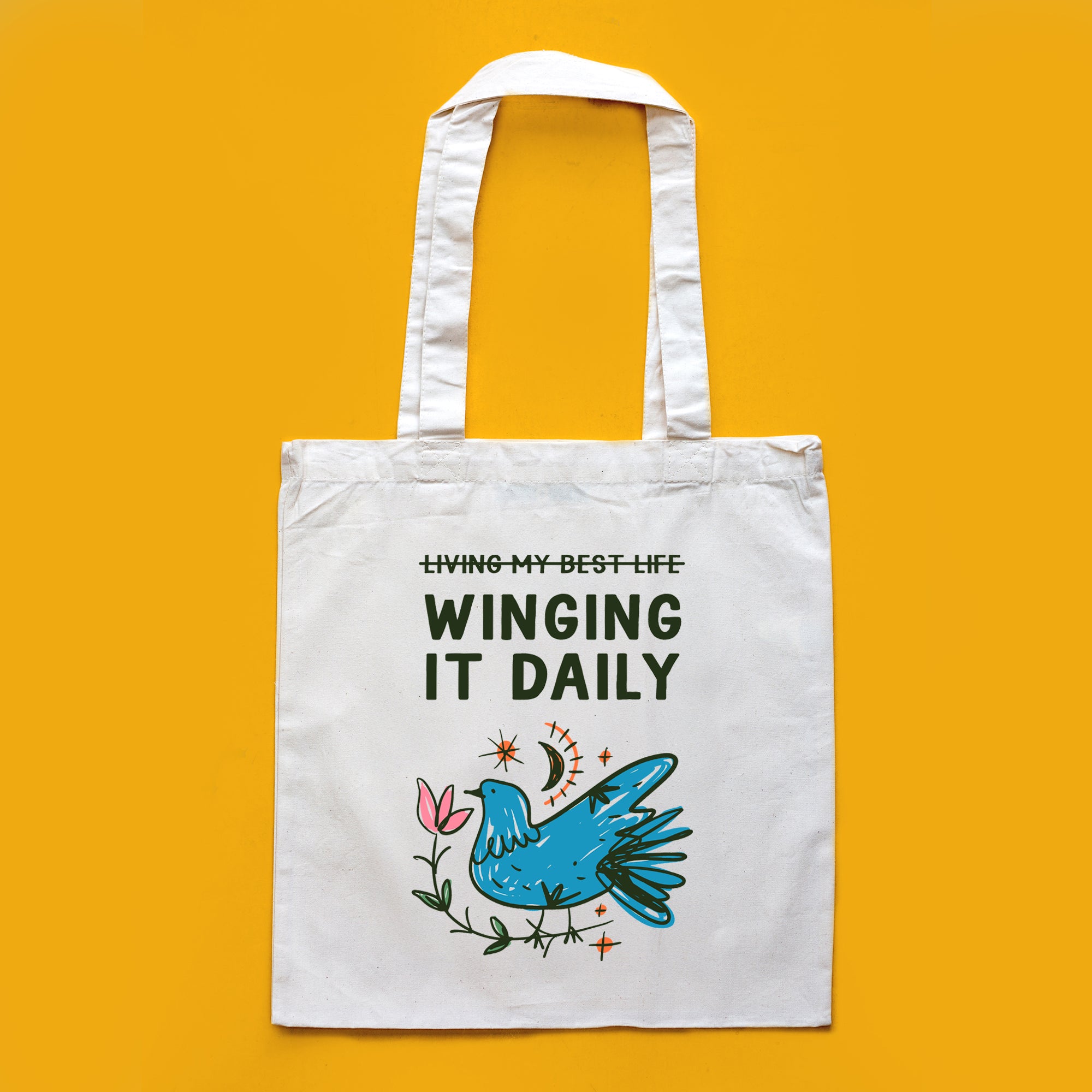 Winging It Daily' Funny Canvas Tote Bag - Image 3