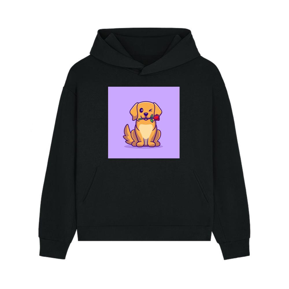 Winking Dog with Rose in Mouth Hoodie