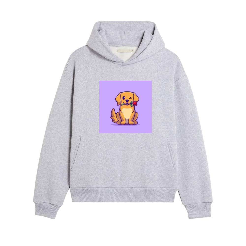 Winking Dog with Rose in Mouth Hoodies