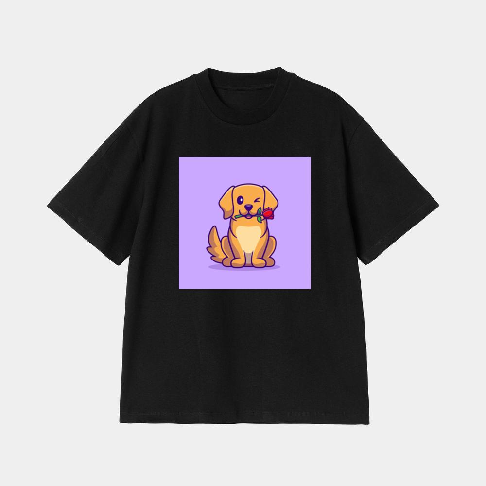 Winking Dog with Rose in Mouth T-Shirt