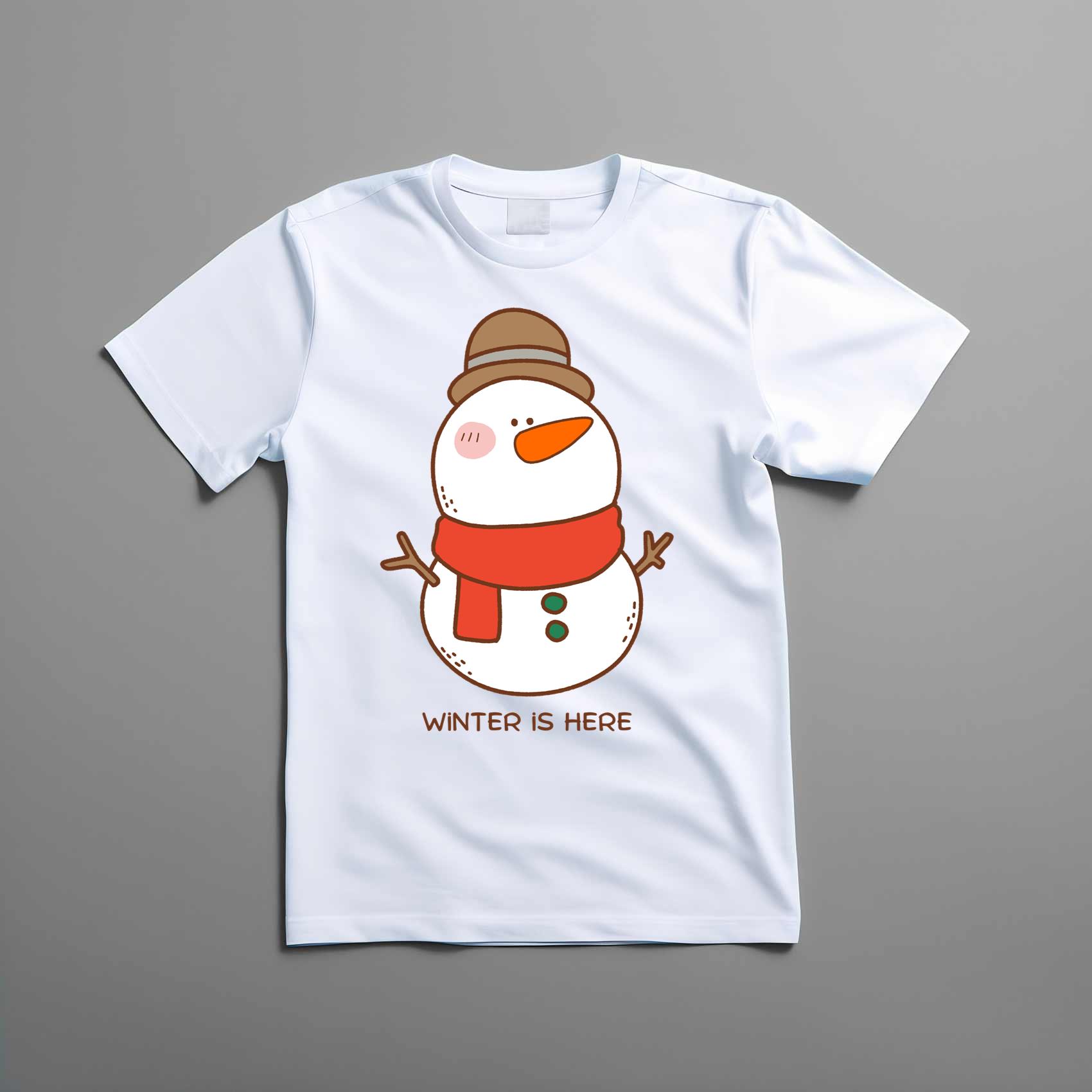 Winter Is Here Cute Gentleman Snowman Top Tee Shirt