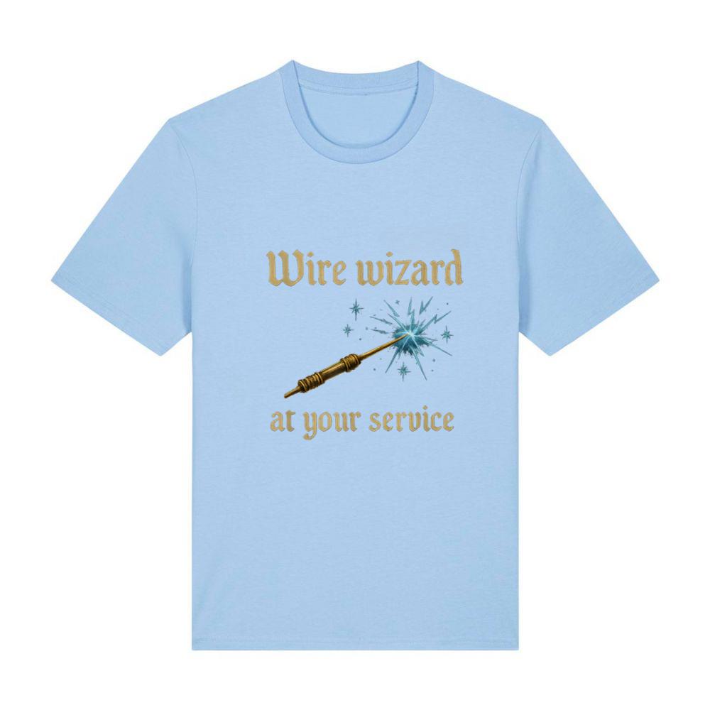 Wire Wizard Electrician Logo in Medieval Glowing Runes T-Shirt