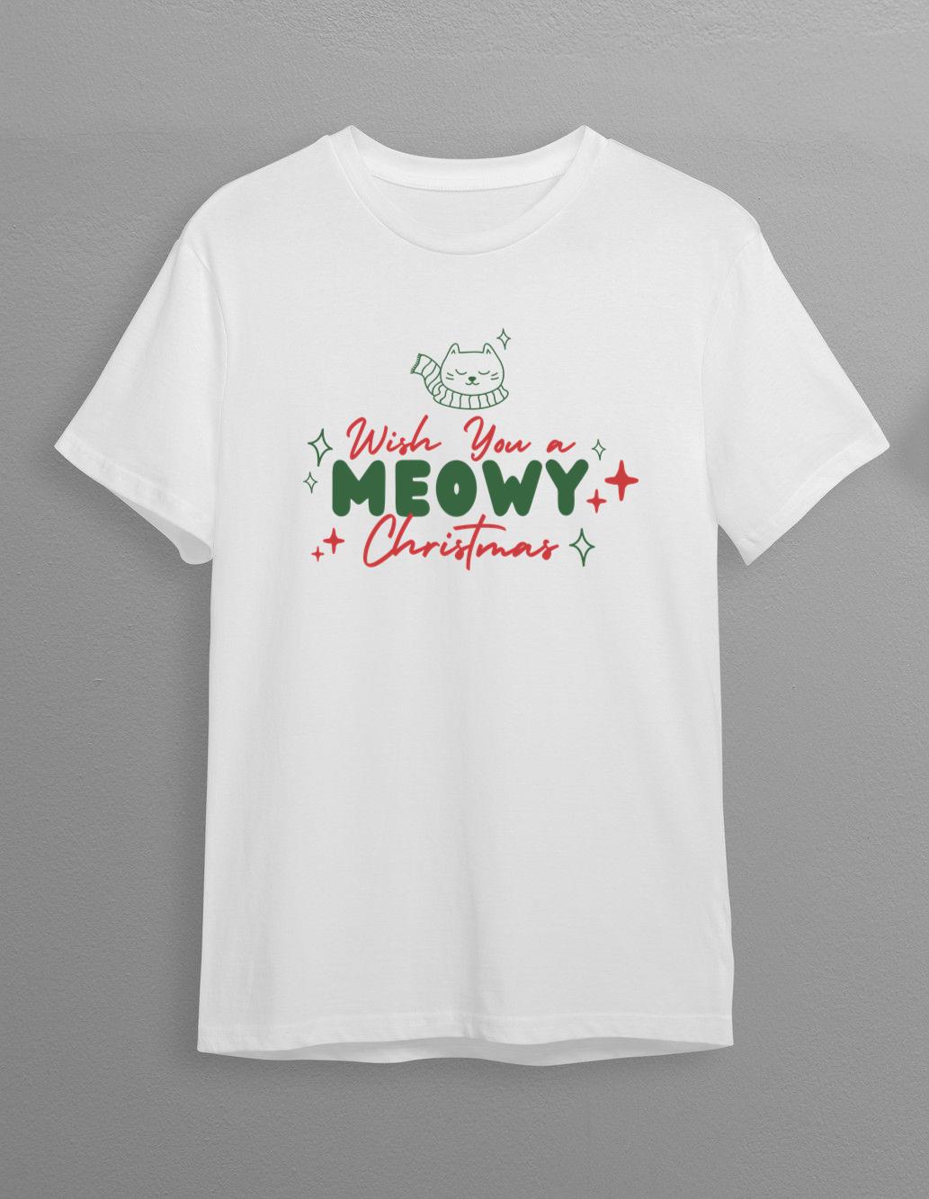 Wish You Meowy Christmas Pet Lover Cool Top T-Shirt