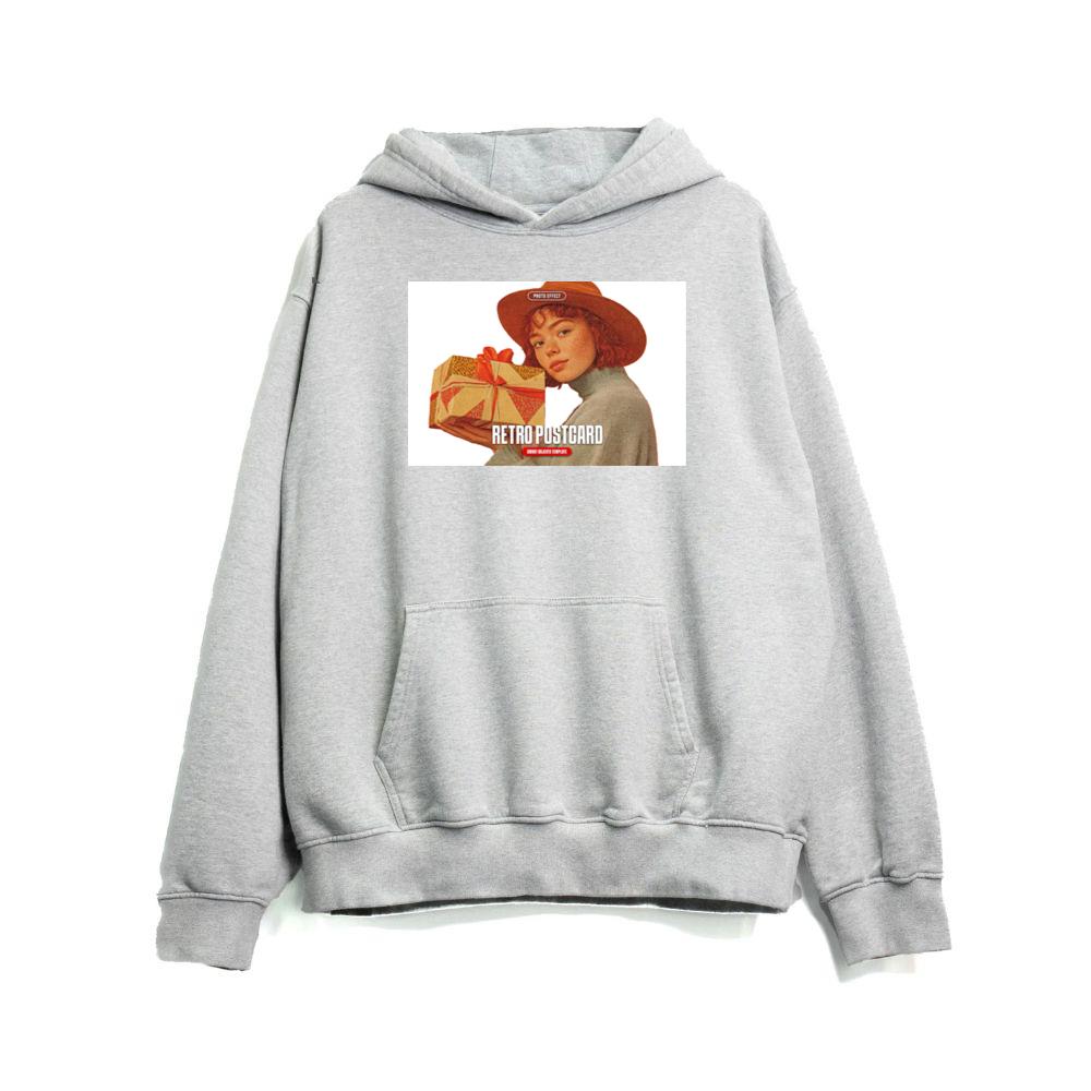 Woman Holding Gift Postcard Hoodies