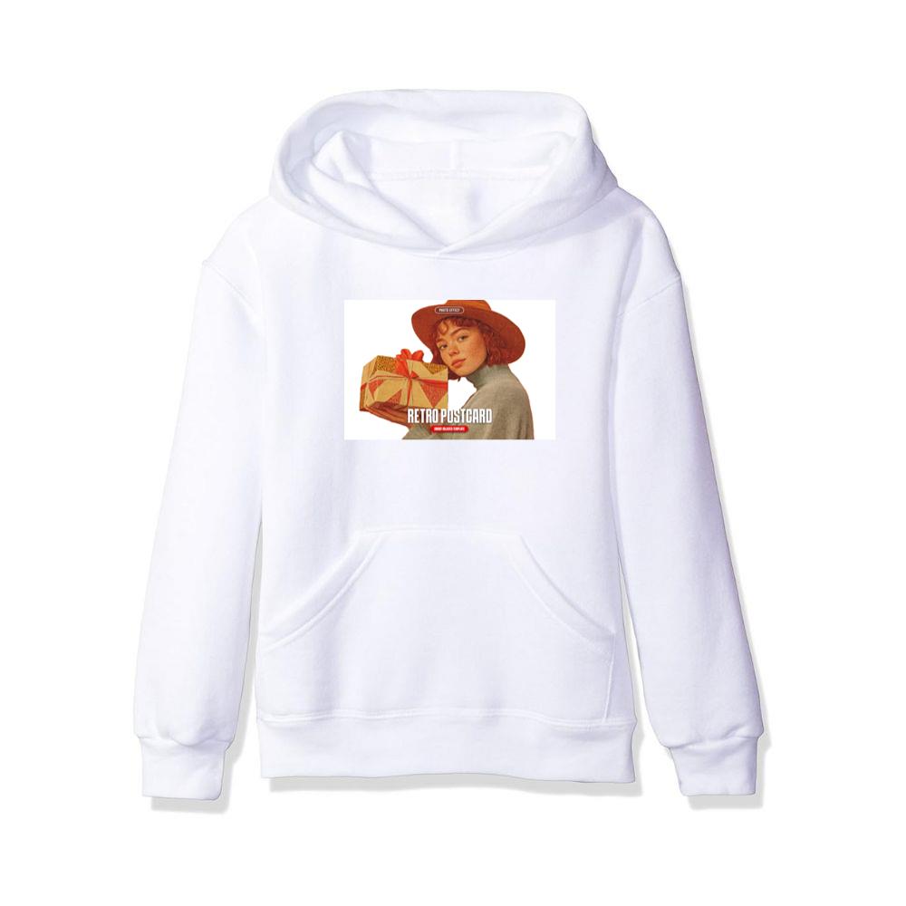 Woman Holding Gift Postcard Hoodies