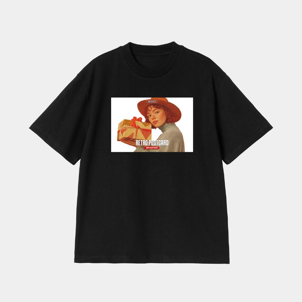 Woman Holding Gift Postcard T-Shirt