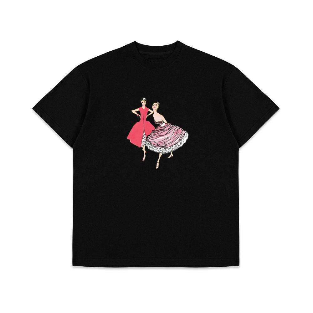 Woman in a Pink Dress with Flowers T-Shirts