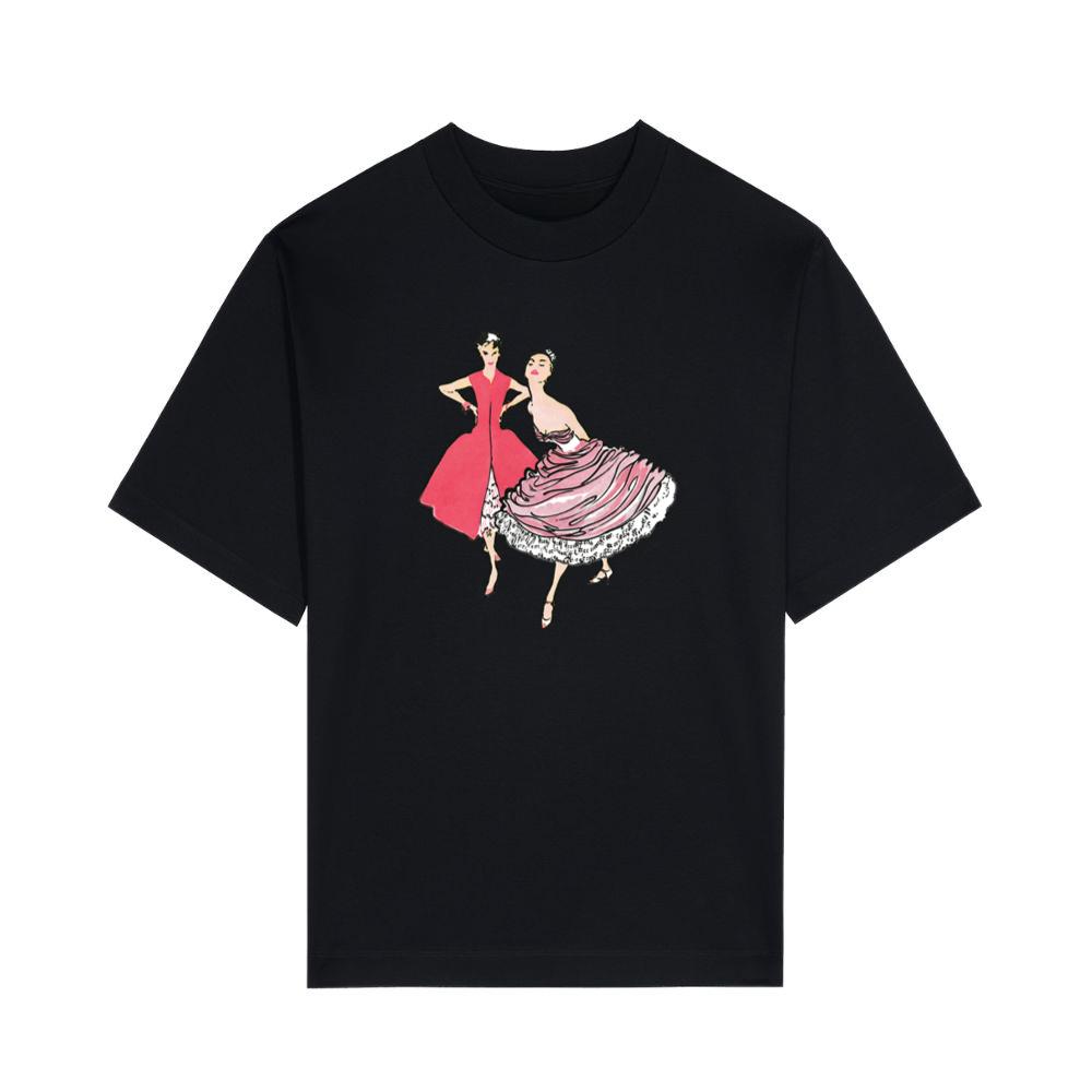 Woman in a Pink Dress with Flowers T-Shirts