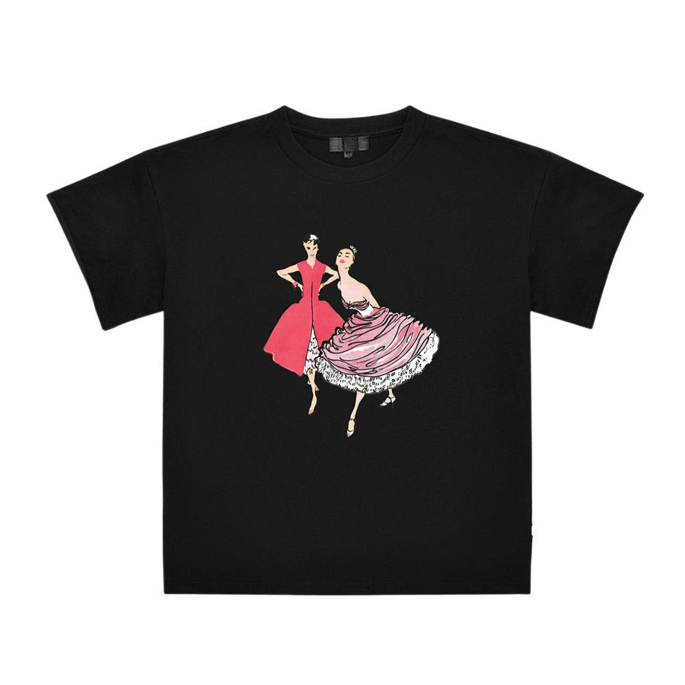 Woman in a Pink Dress with Flowers T-Shirts